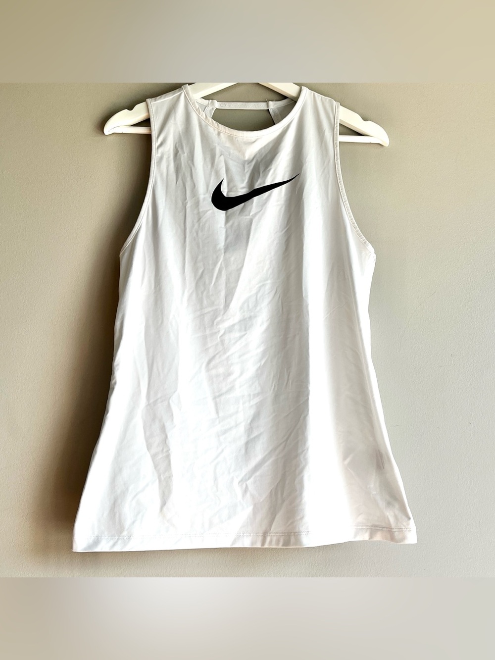 Nike Pro dri fit training tank top white womens small open mesh back strap run